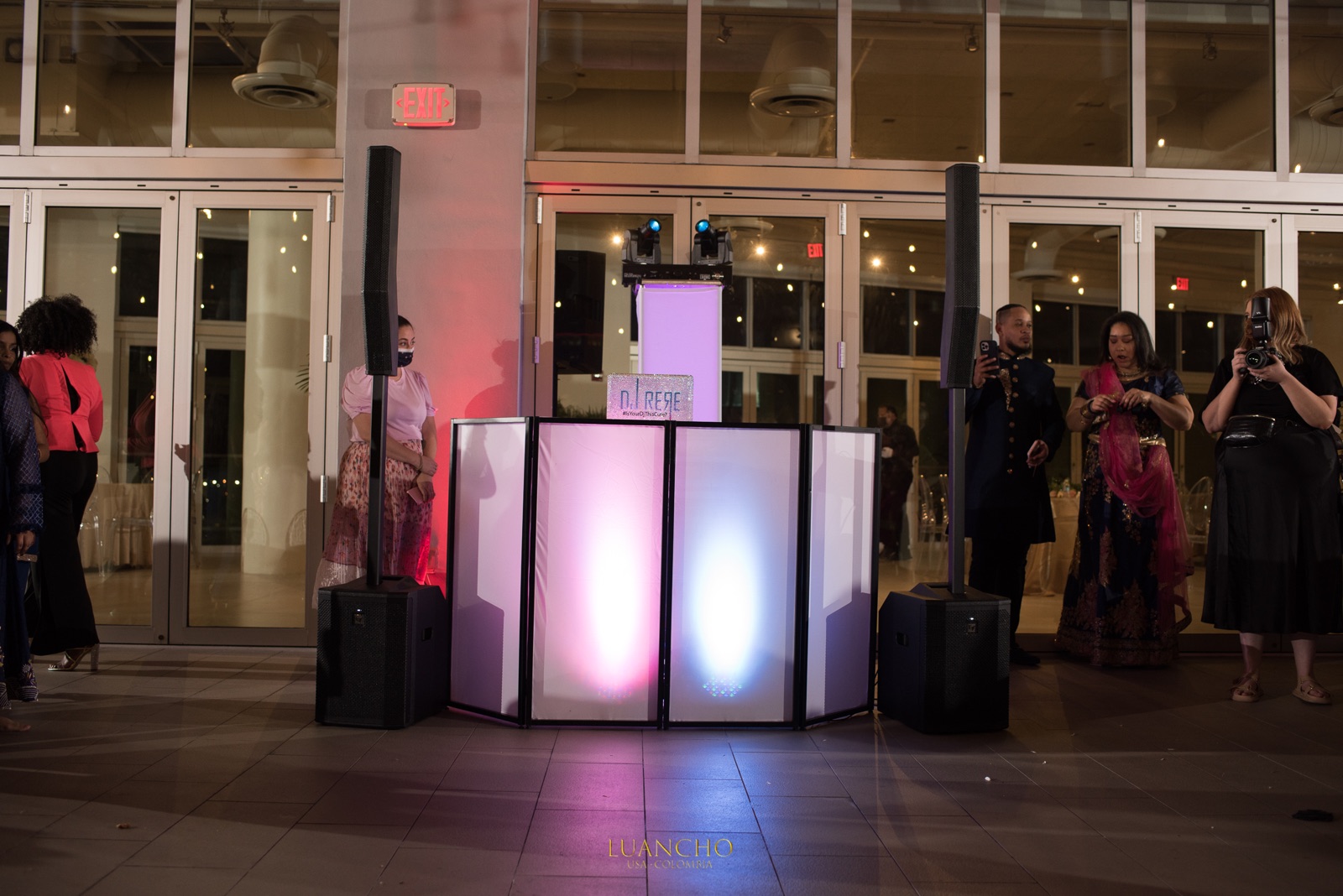 A REmixed Events DJ booth setup, behind the scenes