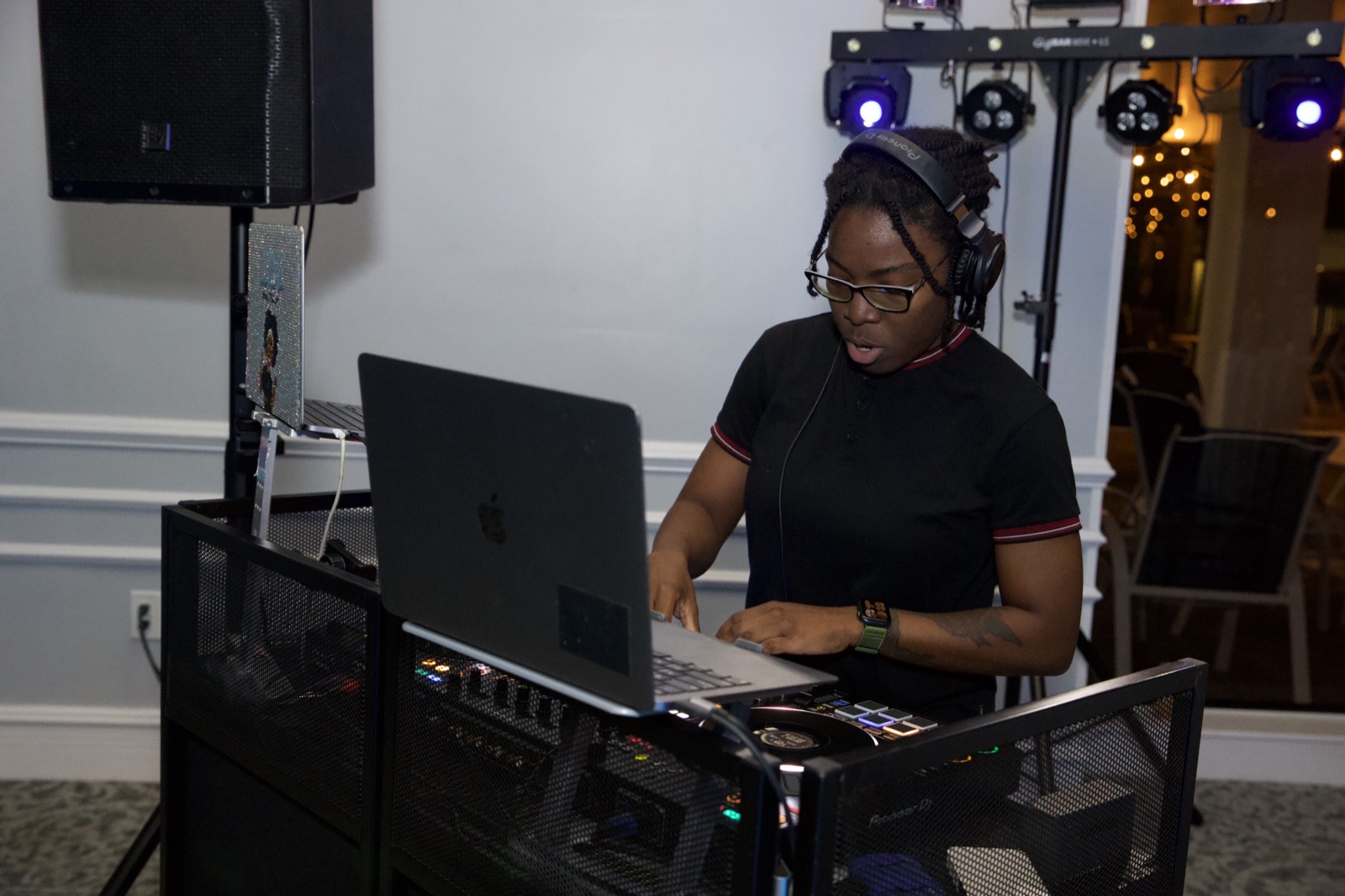 DJ IB on the decks at a school dance